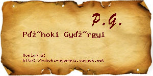 Páhoki Györgyi névjegykártya